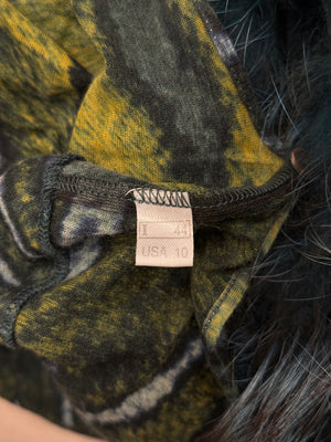 2000s Cavalli fox fur animalier print set