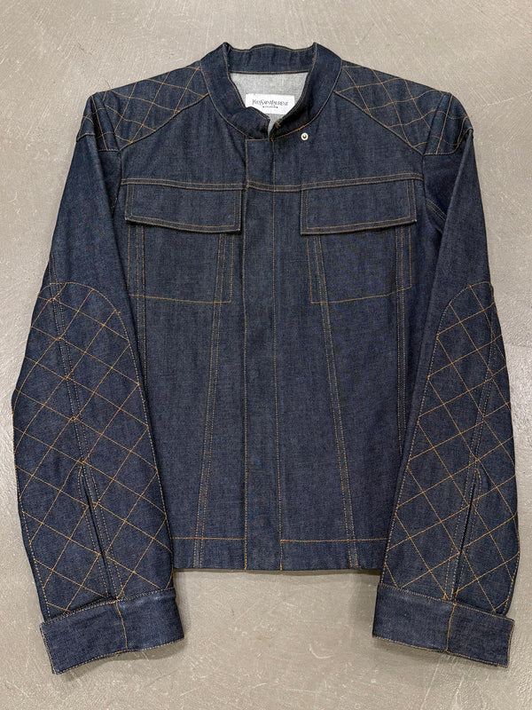 2000s Yves Saint Laurent sample denim jacket with quilted detailing