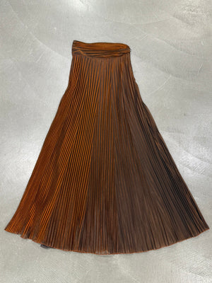 1980s Claude Montana pleated lurex iridescent long skirt