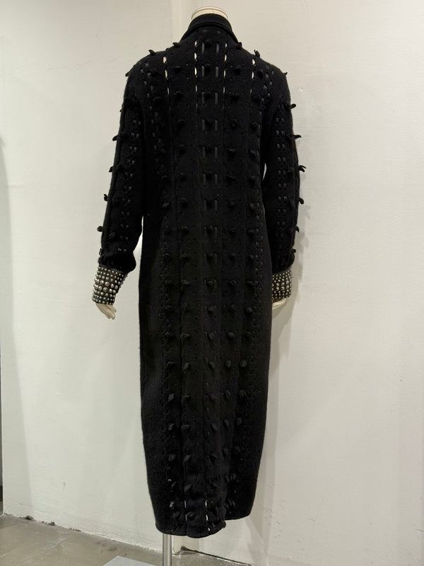 A/W2004 Christian Dior laced studded maxi wool coat