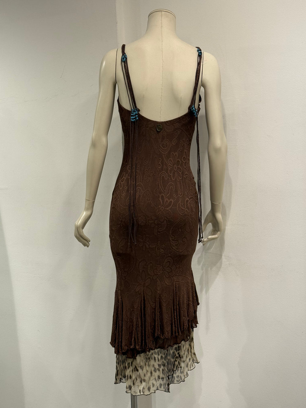 2000s Roberto Cavalli embroidered knit layered dress