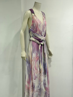 2010s Roberto Cavalli marble print maxi dress