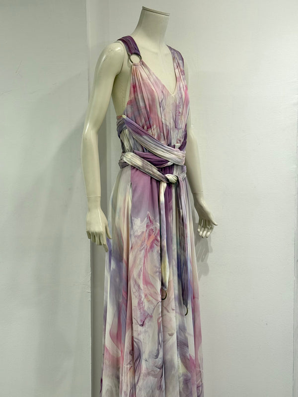 2010s Roberto Cavalli marble print maxi dress