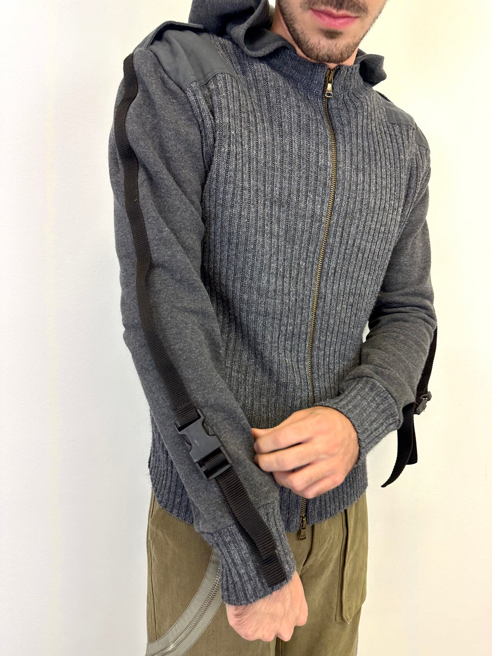AW2003 Dolce & Gabbana bondage wool knit hoodie