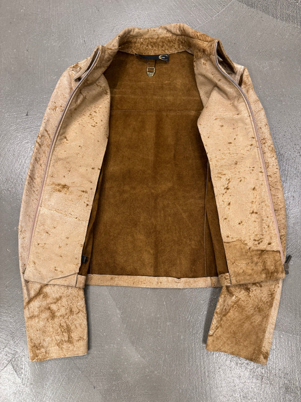 2005 Roberto Cavalli eroded distressed leather jacket