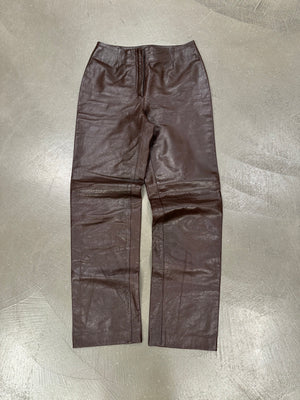 1990s Prada brown leather pants