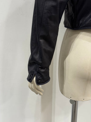 1980s Gianni Versace suspended shoulders cropped leather jacket