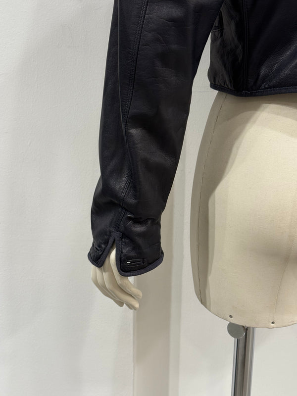 1980s Gianni Versace suspended shoulders cropped leather jacket