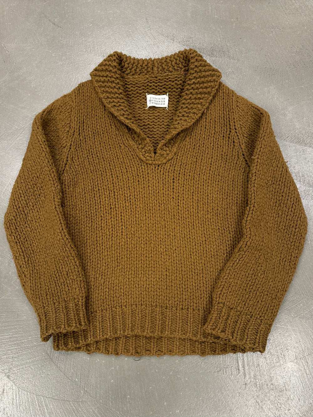 1990s Maison Margiela Miss Deanna Heavy Knit Shawl Collar Sweater