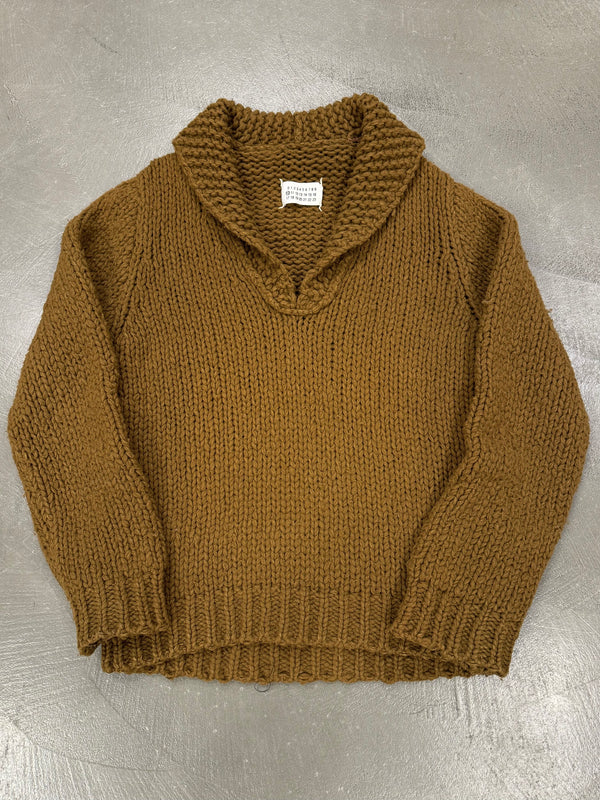 1990s Maison Margiela Miss Deanna Heavy Knit Shawl Collar Sweater