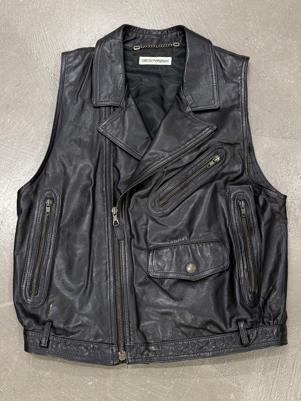 1990s Emporio Armani biker leather vest