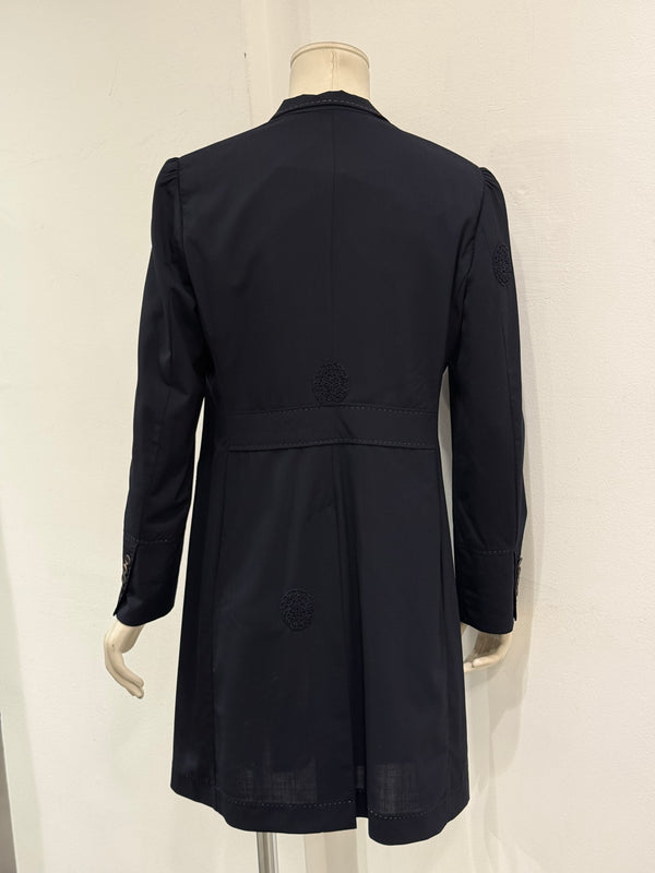 2010s Brunello Cucinelli navy tailored long blazer coat