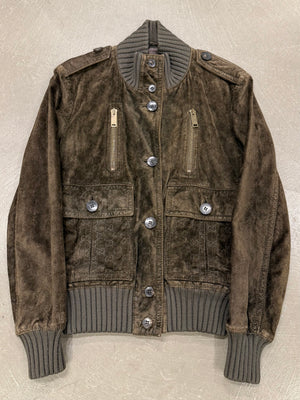 A/W2009 Gucci by Frida Giannini monogram suede multipocket bomber jacket