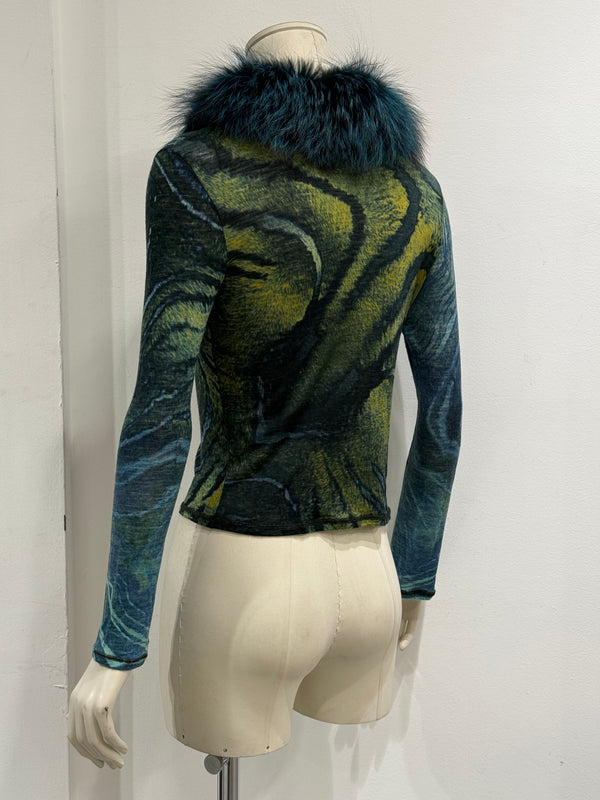 2000s Cavalli fox fur animalier print set