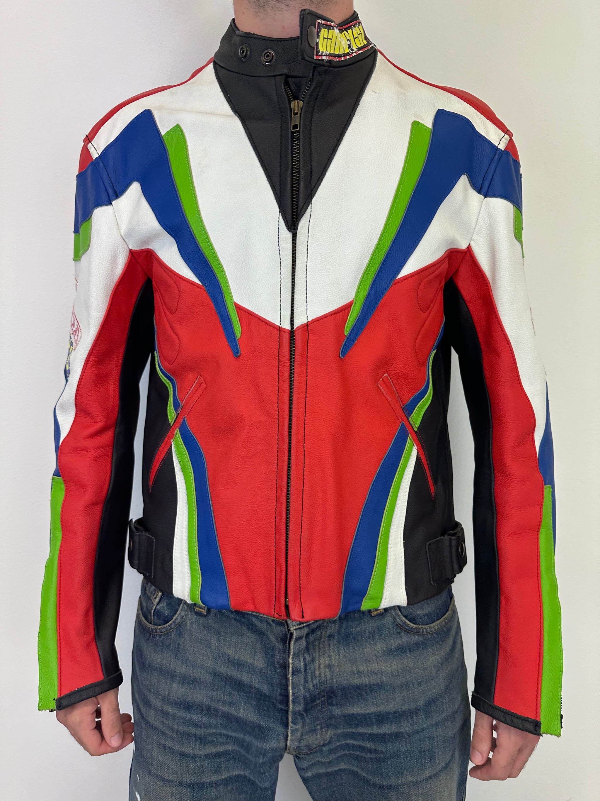 SS2004 Dolce & Gabbana leather biker racing jacket