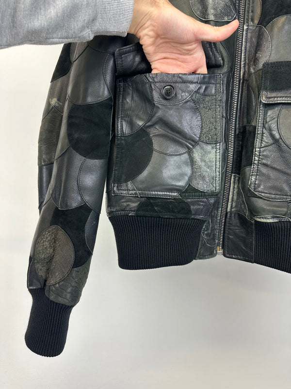 AW2008 Dolce & Gabbana patchwork bomber leather jacket
