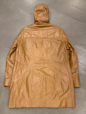 A/W1999 Prada runway leather hooded duffle coat