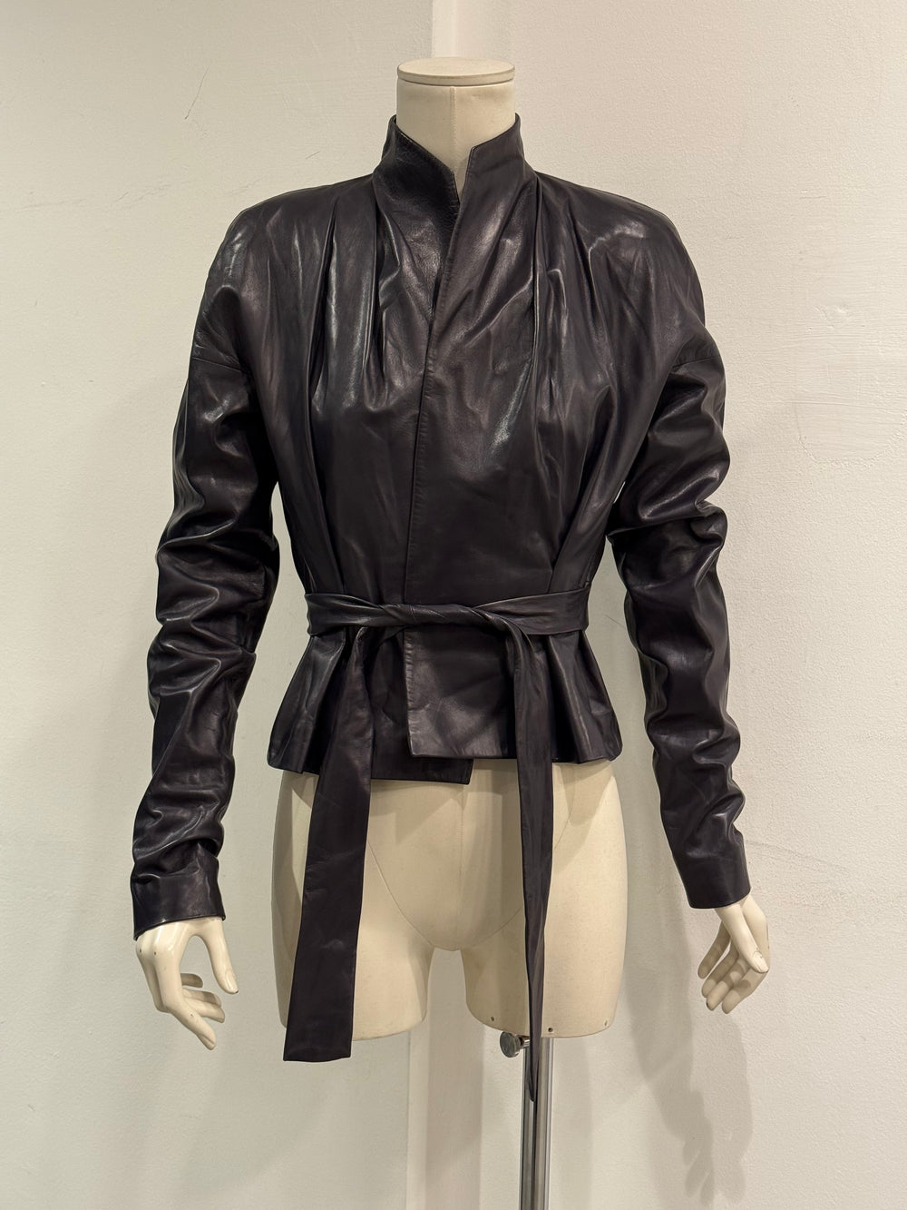 2002 Yves Saint Laurent belted leather jacket