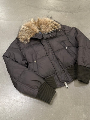 2000s Dsquared2 cropped puffer jacket with real murmanski fur