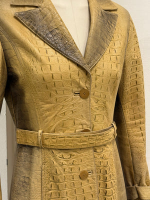 A/W2000 Roberto Cavalli runway croc embossed leather trench coat