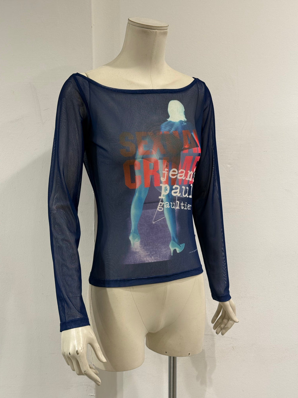 2000s Jean Paul Gaultier Sexual Crime print mesh top