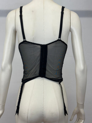 A/W2003 Roberto Cavalli floral mesh corset bustier
