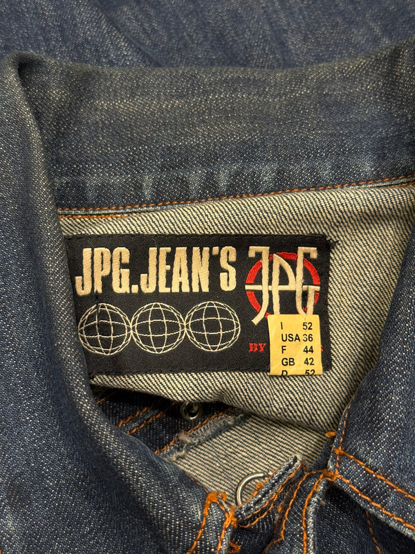 2000s Jean Paul Gaultier pierced patchwork denim jacket