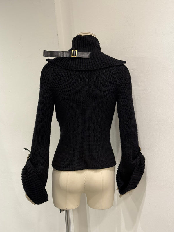 A/W2003 Gucci by Tom Ford ribbed bondage sweater with leather straps