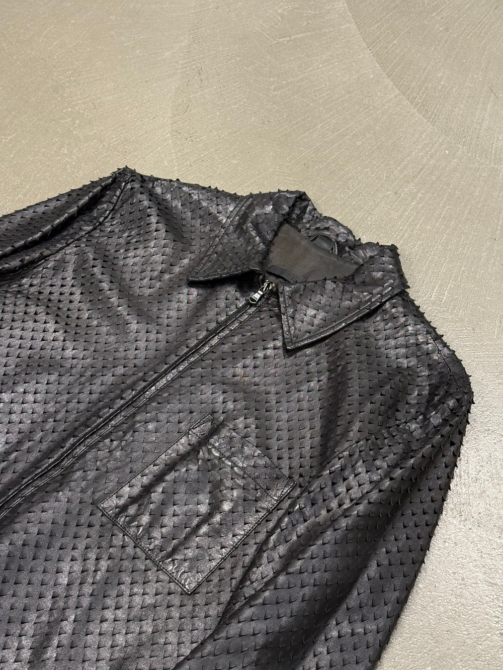 S/S2001 Helmut Lang punched laser cut leather jacket