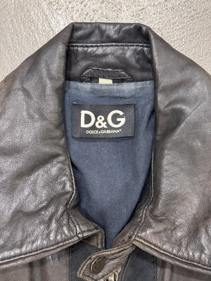 2000s Dolce & Gabbana military leather bomber jacket