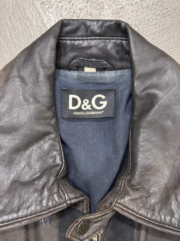 2000s Dolce & Gabbana military leather bomber jacket
