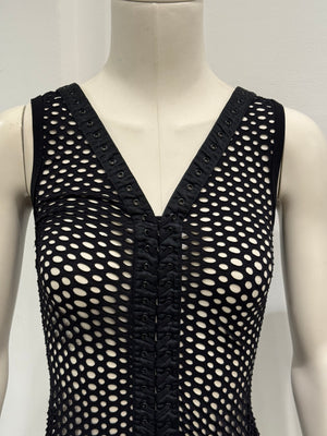 S/S2003 Dolce & Gabbana fishnet bondage lace-up tank top
