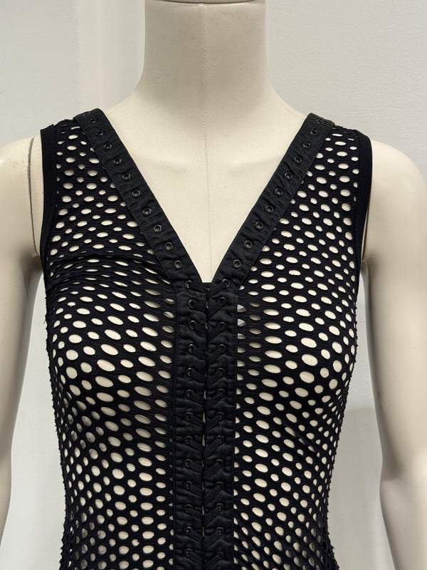 S/S2003 Dolce & Gabbana fishnet bondage lace-up tank top
