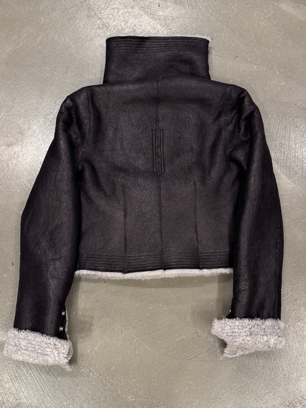 A/W2022 Rick Owens "Strobe" trucker biker shearling leather jacket