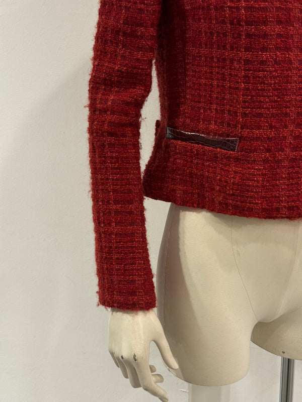 2000s Dolce & Gabbana crocodile details tweed jacket