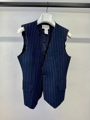 2000s Maison Margiela artisanal distressed pinstripe vest