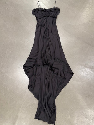 2000s Roberto Cavalli silk ruffled high-low evening dress