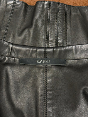 S/S2003 Gucci by Tom Ford corseted cropped runway leather jacket
