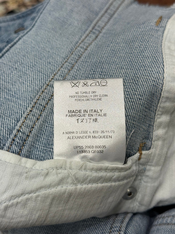 2000s Alexander McQueen distressed lace-up denim vest