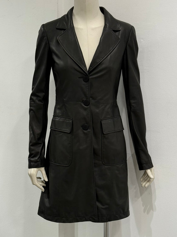 2000s Armani leather coat