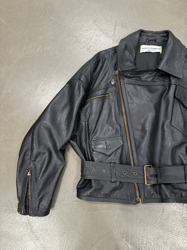S/S 1992 Dolce & Gabbana leather biker boxy jacket