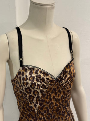 2000s Dolce & Gabbana leopard print bustier dress
