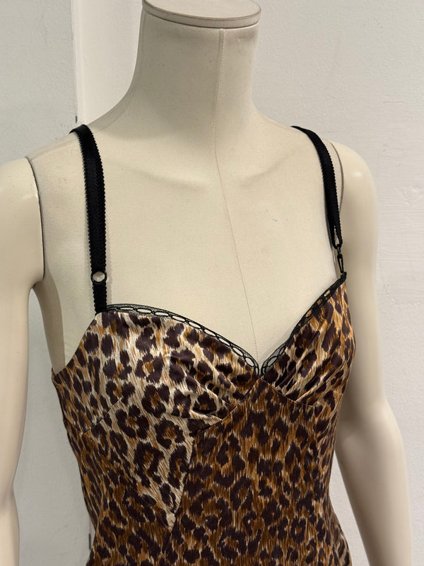 2000s Dolce & Gabbana leopard print bustier dress