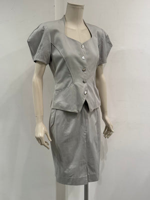 1990s Mugler puff-sleeve jacket and skirt suit