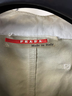 2000s Prada Red Line moto white leather jacket