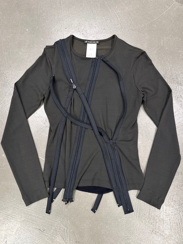 A/W2003 Plein Sud multi zipper asymmetrical bondage top