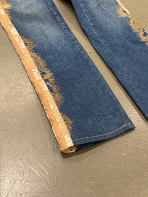 2004 Roberto Cavalli flared denim jeans with ornate side detailing