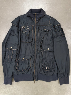2000s Roberto Cavalli bondage parachute bomber jacket