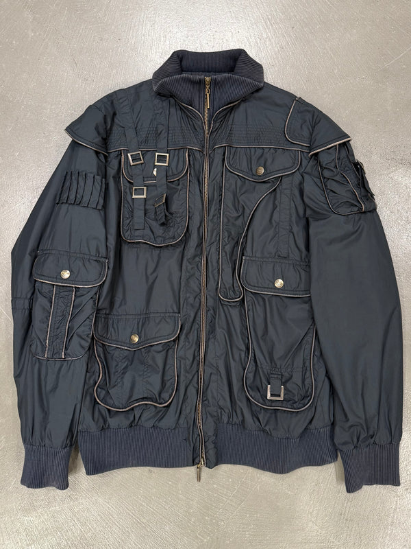 2000s Roberto Cavalli bondage parachute bomber jacket