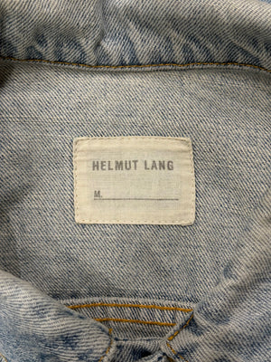2000s Helmut Lang light wash raw edge denim vest